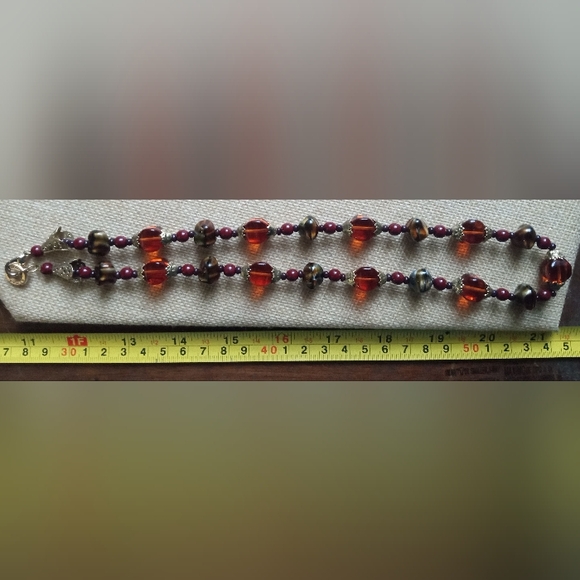 Erwin Pearl Amber /Orange Glass Beaded Rare Vintage Signed Necklace - Picture 12 of 14